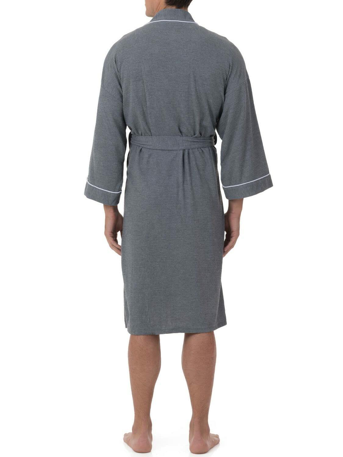 Fruit of the Loom Men's Waffle Knit Robe, Grey