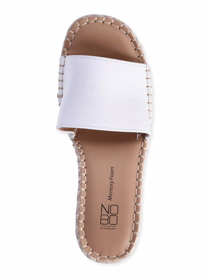 No Boundaries Womens Platform Mid-Heel Slip-on Comfy Sandals White Size 7
