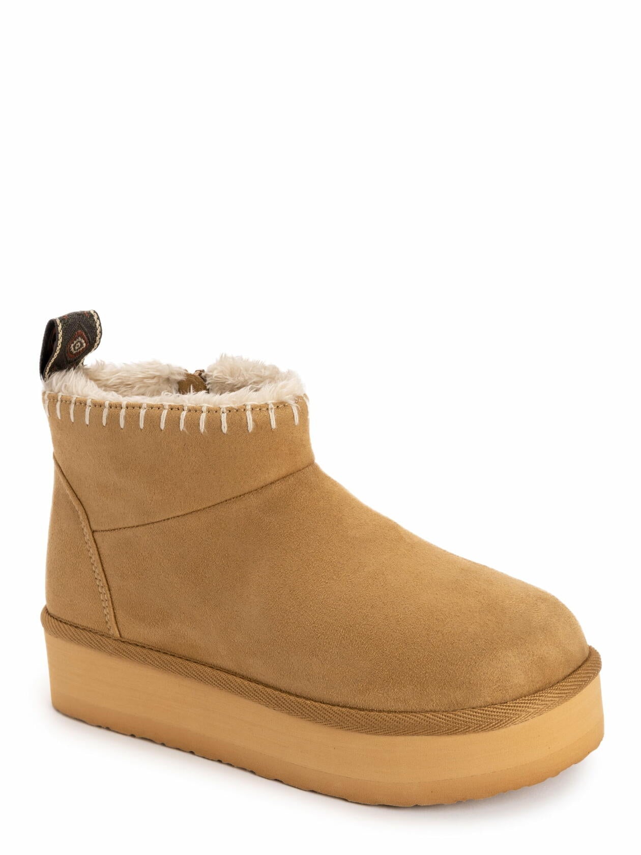 MUK LUKS Women's Augie Mini Side-Zip Cozy Booties Camel  Size 11