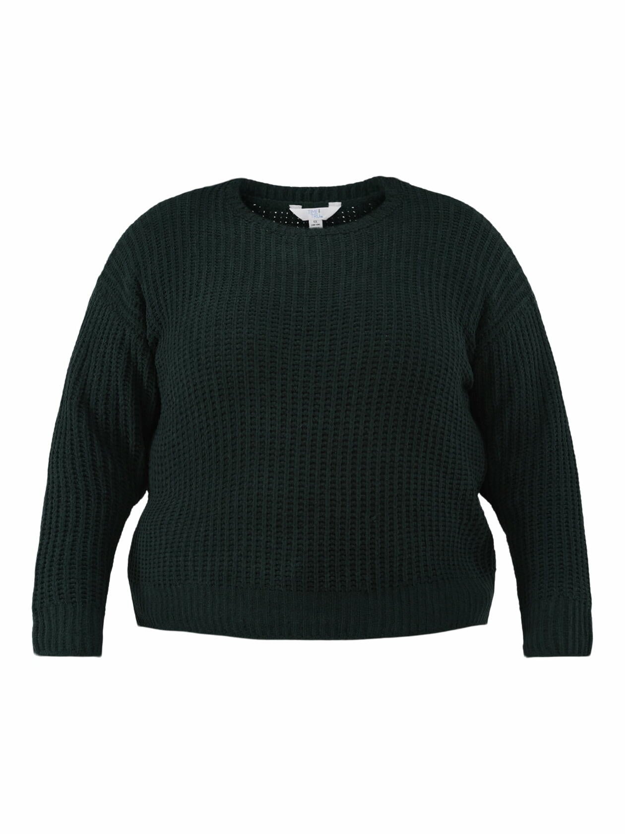 Time and Tru Womens Plus Matte Chenille Sweater Midweight Range Green Size 3X