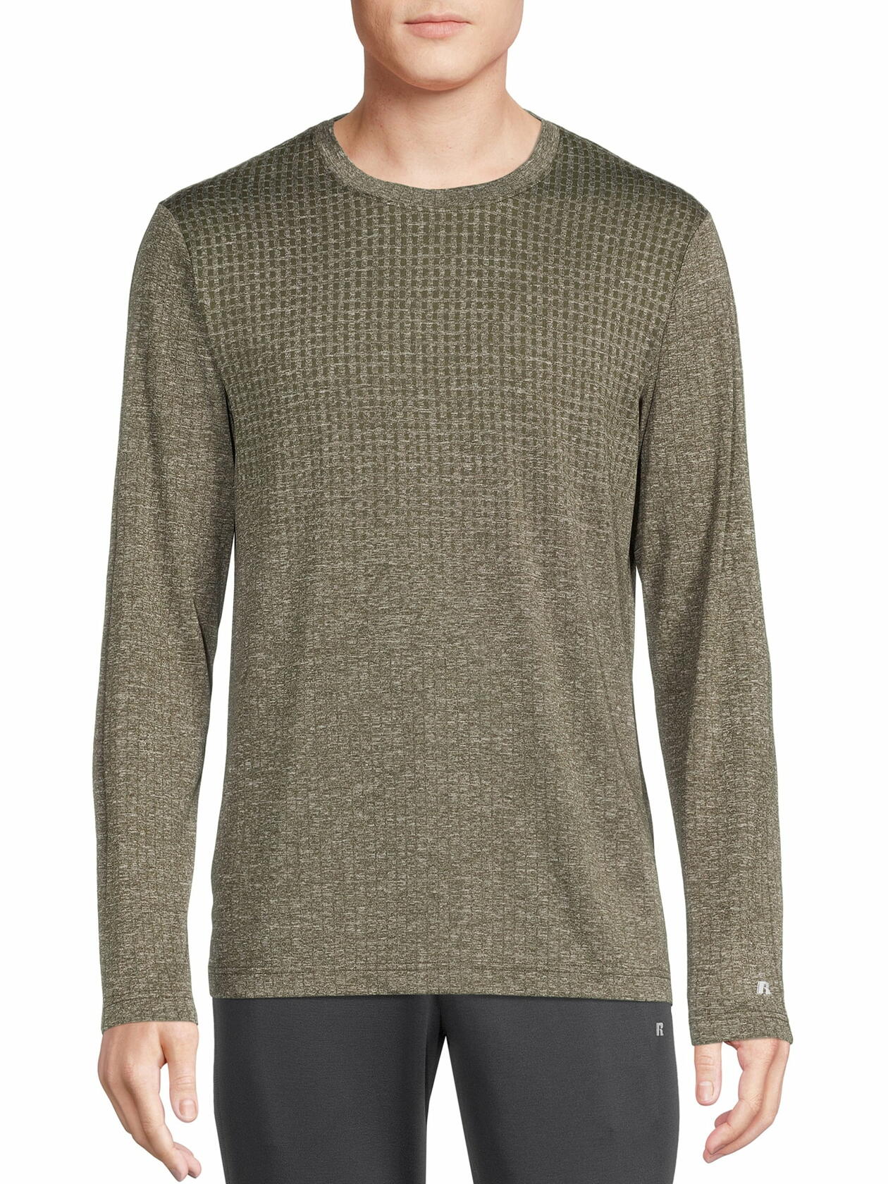 Russell Mens Active Engineered Jacquard T-Shirt with Long Sleeves Green Size L