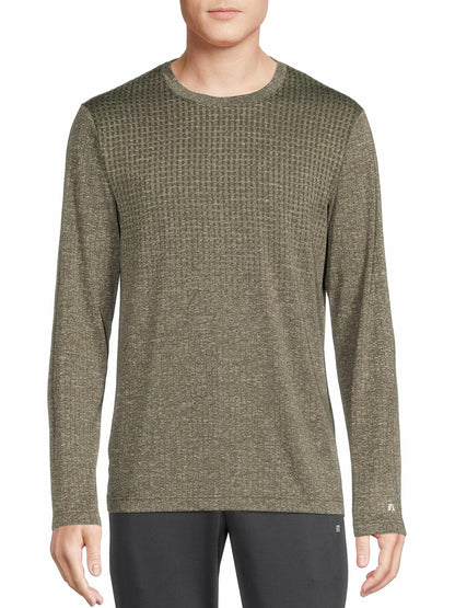 Russell Mens Active Engineered Jacquard T-Shirt with Long Sleeves Green Size L