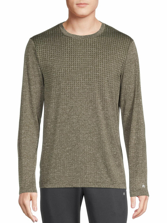 Russell Mens Active Engineered Jacquard T-Shirt with Long Sleeves Green Size L