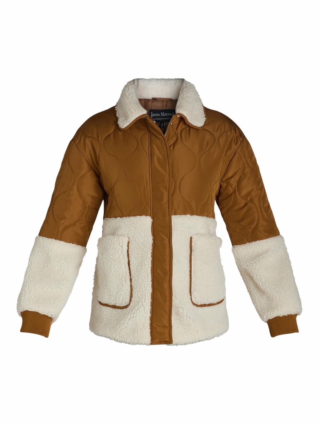 Jason Maxwell Womens Quilted Jacket with Faux Shearling Rubber Size L