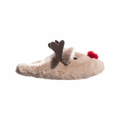 Isotoner Womens Holiday Reindeer Slippers Brown Size XL (9-10)