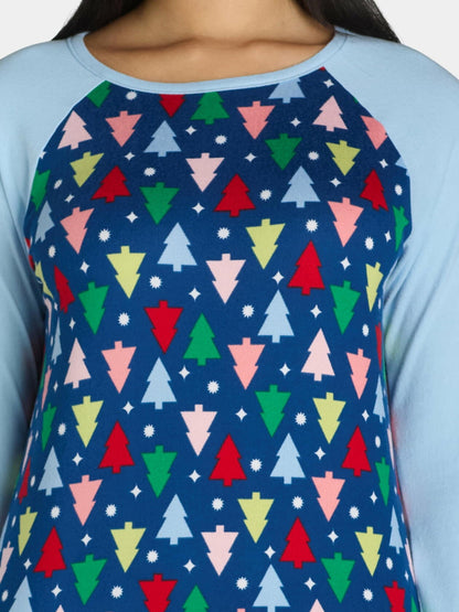 Lissome Womens Hacci Sleep Shirt Crewneck 2-pack Relaxed Pullover Blue Snow Sz L