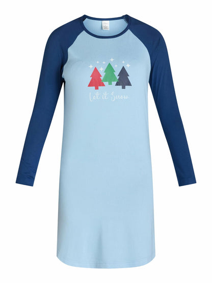 Lissome Womens Hacci Sleep Shirt Crewneck 2-pack Relaxed Pullover Blue Snow Sz L