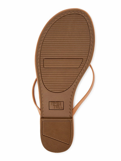 Time and Tru Womens Barely There Thong Sandals Comfort Foot Slip-on Tan Size 9