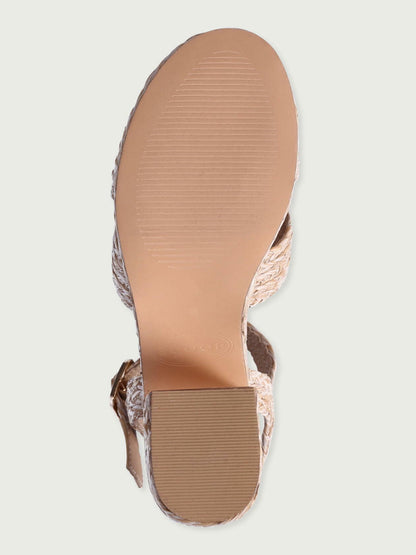 Scoop Womens Raffia Espadrille Platform Heeled Sandals Block Heel