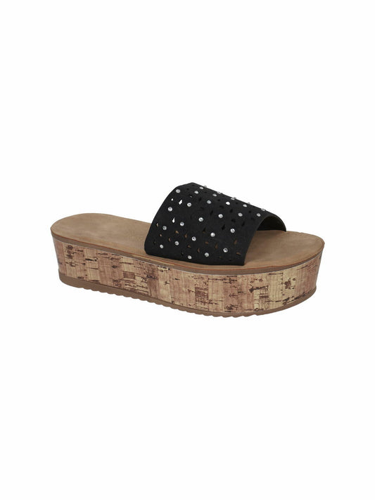 Alexis Bendel Womens Crochet Low Heel Platform Wedge Sandals Black Size 11