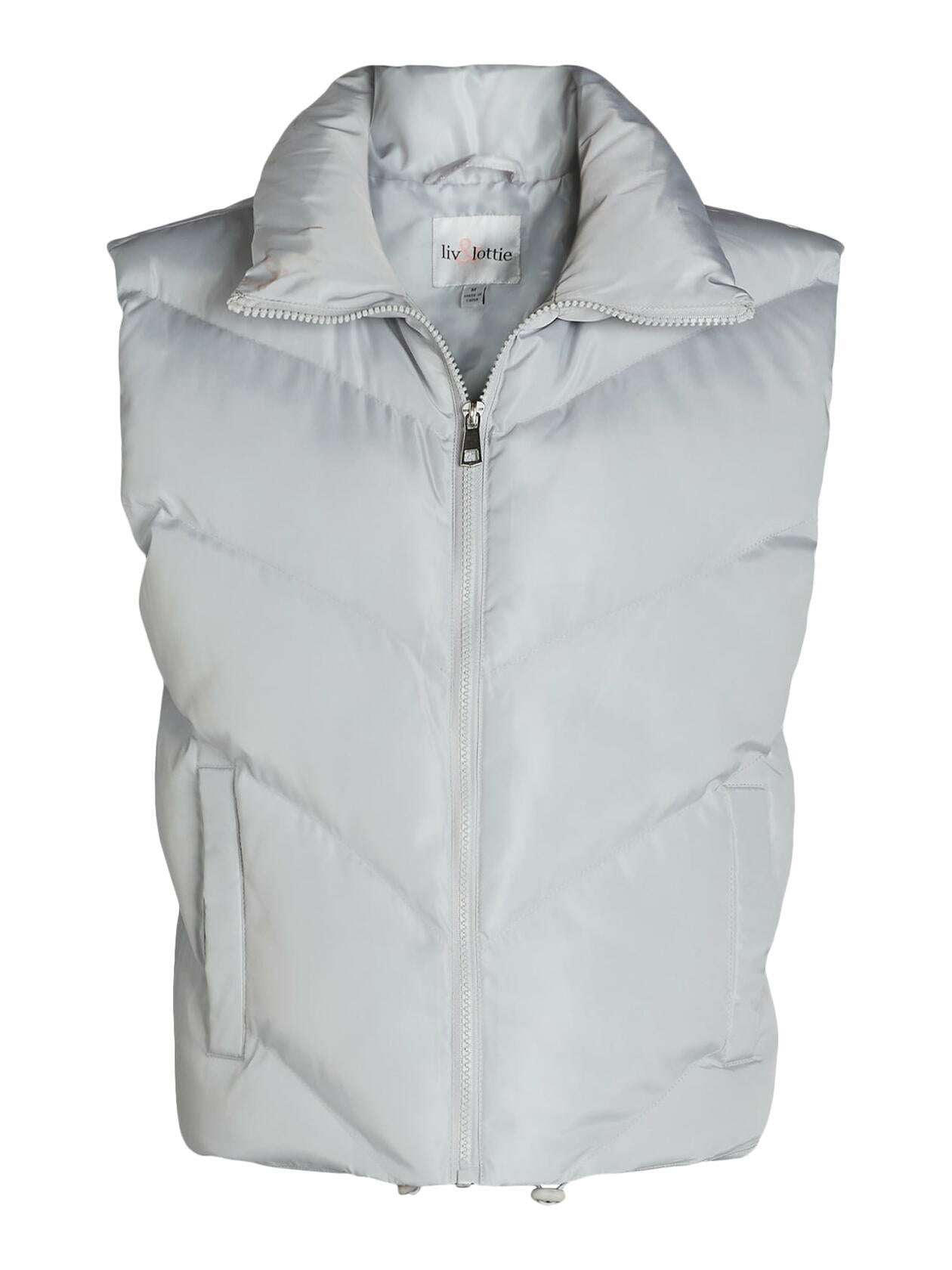 Liv & Lottie Womens Cropped Puffer Vest Silver Size S
