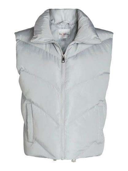 Liv & Lottie Womens Cropped Puffer Vest Silver Size S