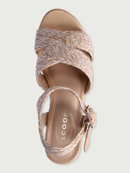 Scoop Womens Raffia Espadrille Platform Heeled Sandals Block Heel