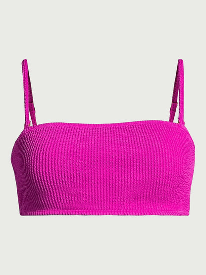 No Boundaries Juniors Crinkle Bandeau Bikini Top Pink Glam Size XL
