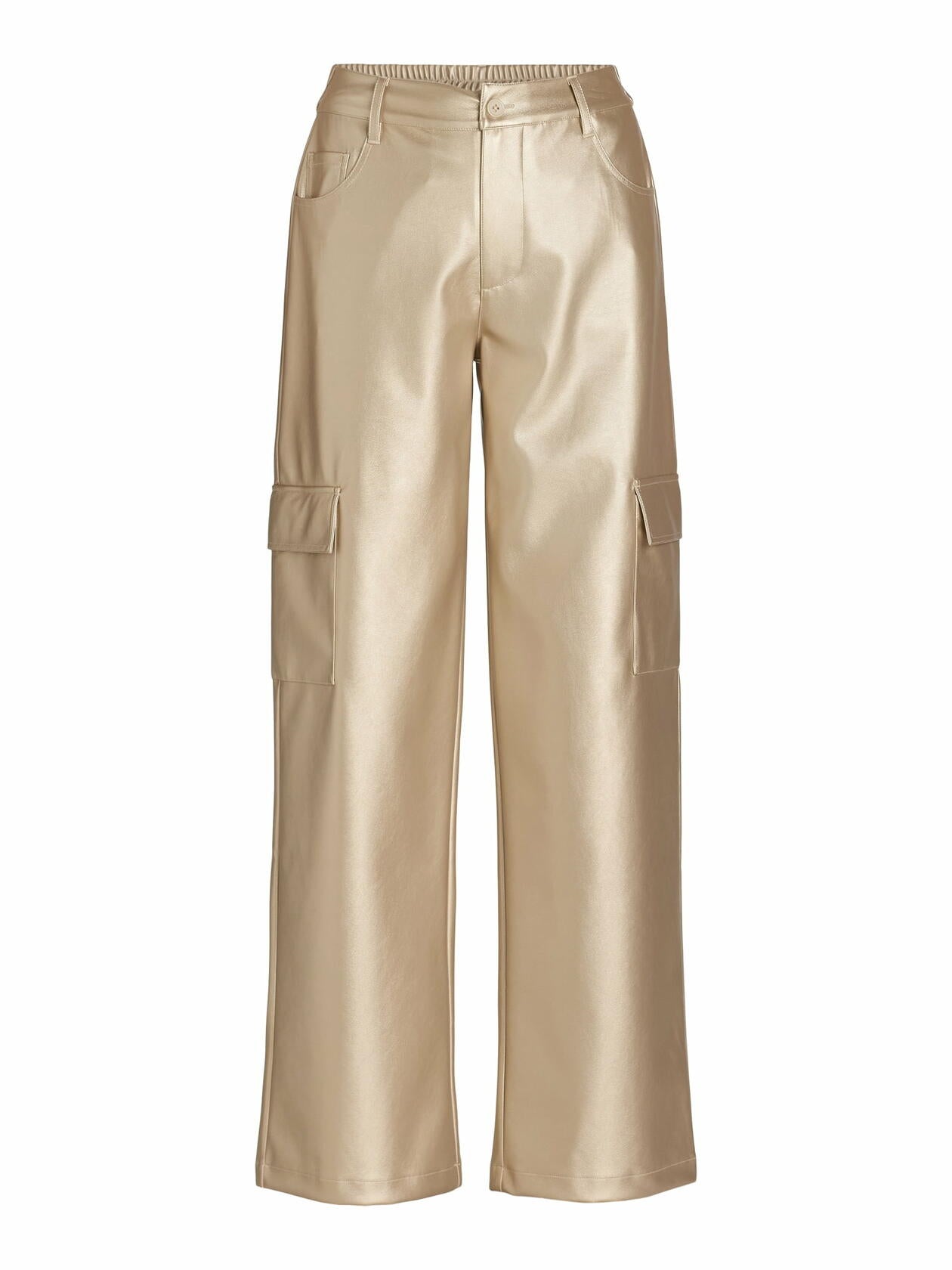 Madden NYC Womens Metallic Cargo Flare Pants Chrome Size XXL
