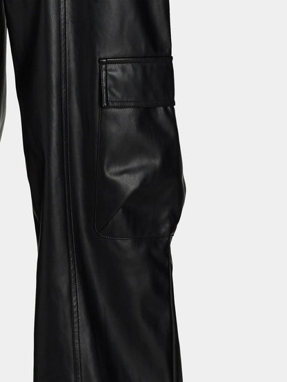 Madden NYC Womens Faux Leather Cargo Pants Black Beauty Size M