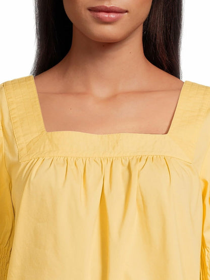 The Pioneer Woman Square Neck Top with Long Sleeves Womens Banana Cream Size XS