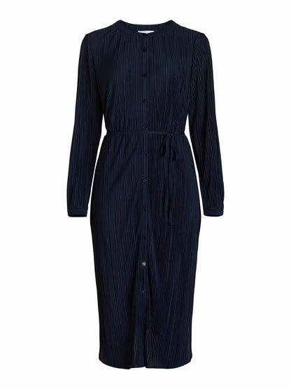 Time and Tru Women's Plisse Dress with Long Sleeves Navy Size M