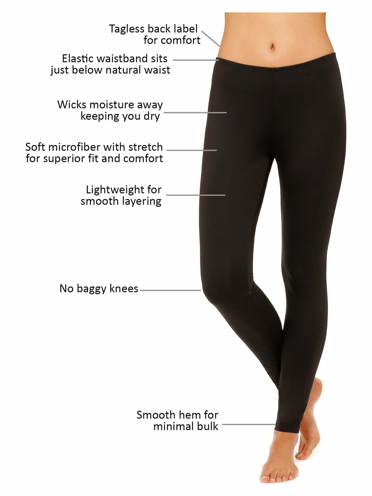 ClimateRight by Cuddl Duds Womens Stretch Microfiber Base Layer Legging