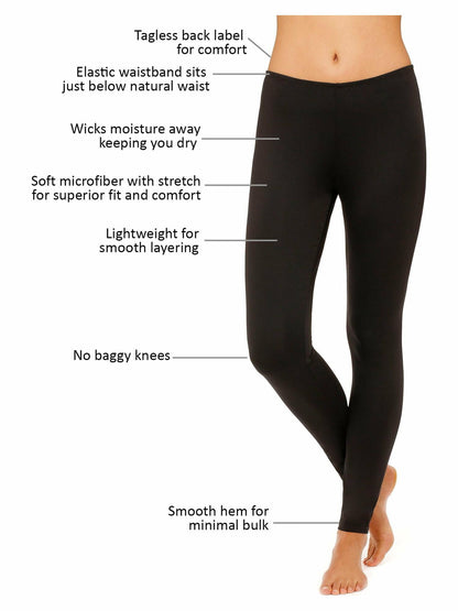 ClimateRight by Cuddl Duds Womens Stretch Microfiber Base Layer Legging