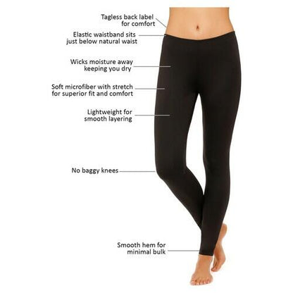 ClimateRight by Cuddl Duds Womens Stretch Microfiber Base Layer Legging