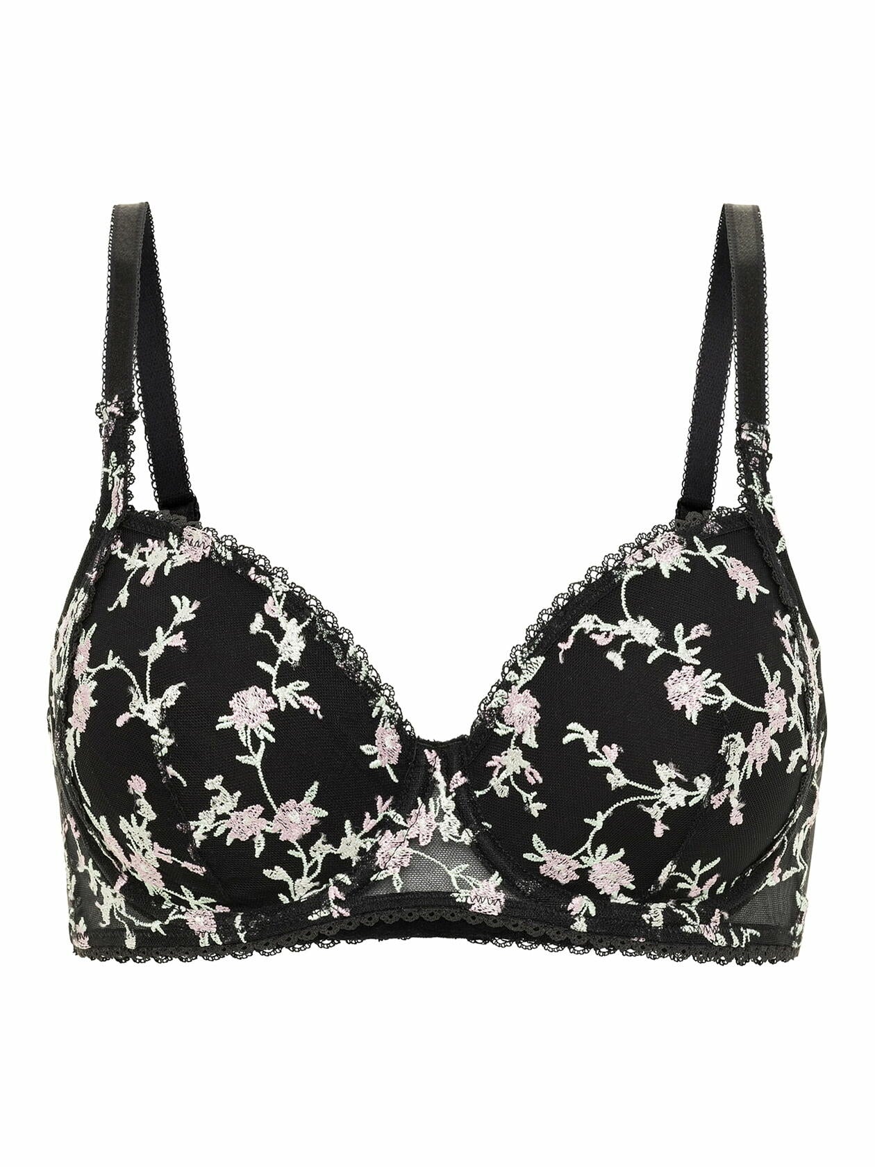 Adored by Adore Me Floral Embroidery and Mesh Ruby T-Shirt Bra Size 36DD