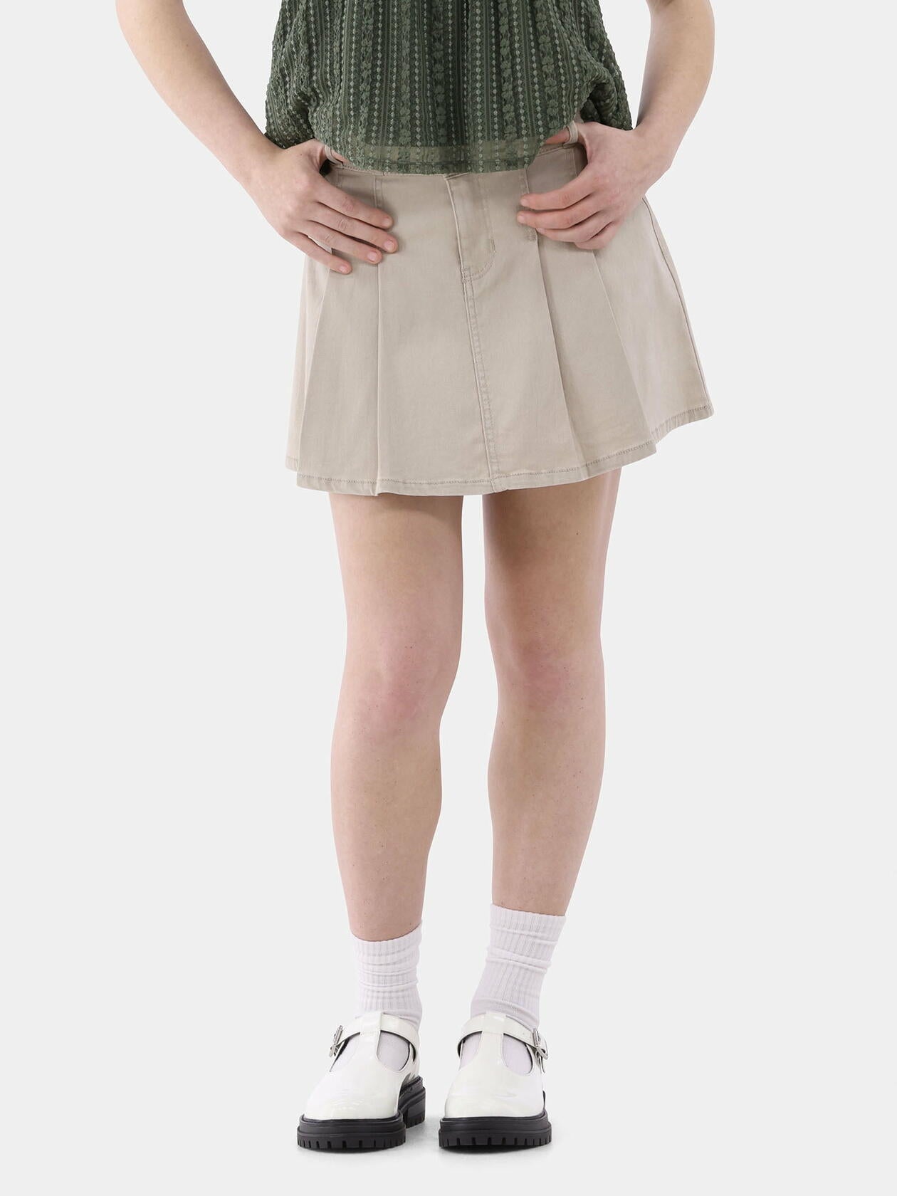 No Boundaries Mid Rise Button Skirt Womens  Khaki Size M