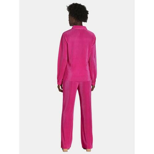 Nine.Eight Womens Plisse Pleat Shirt and Pants Set 2-Piece