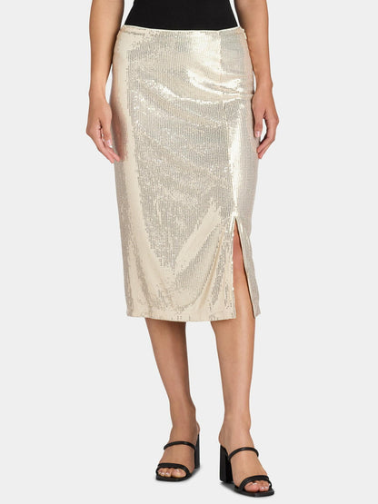 Time and Tru Womens Sequin Skirt with Side Slit Champagne Stone Size XXL