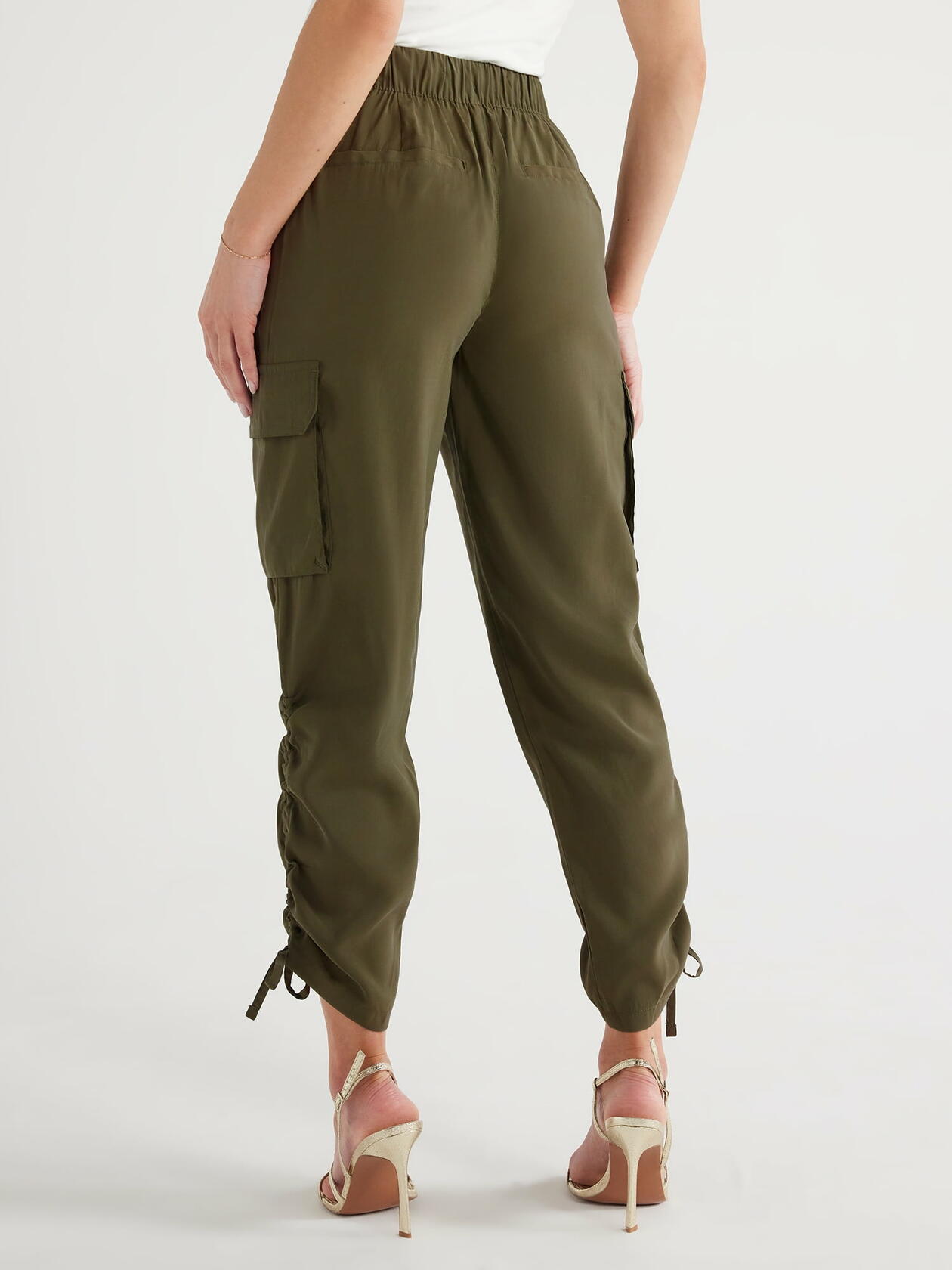 Sofia Jeans Womens Super High Rise Luxe Cargo Pants 27" Inseam Dark Green Sz XL