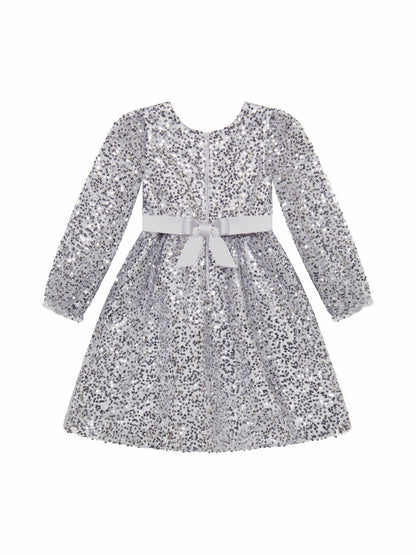 Kensie Girl Long Sleeve Holiday Dress Silver Size 14