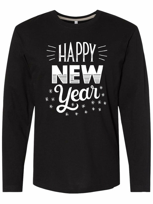 Inktastic Happy New Year in Hand Lettering Long Sleeve T-Shirt AB-Black Sz XXXL