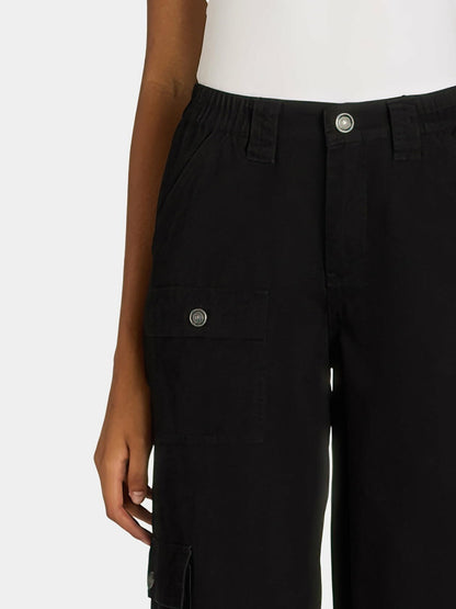 Madden NYC Womens Loose Fit Cargo Pants 31 Inseam Black Beauty Size S