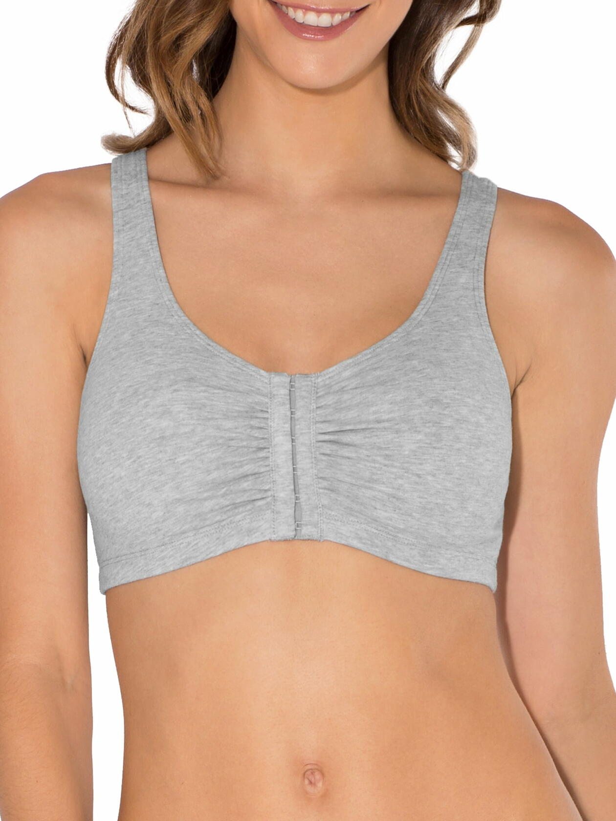 Fruit of the Loom Womens Front Close Bra 2-Pack White/Grey Size 38