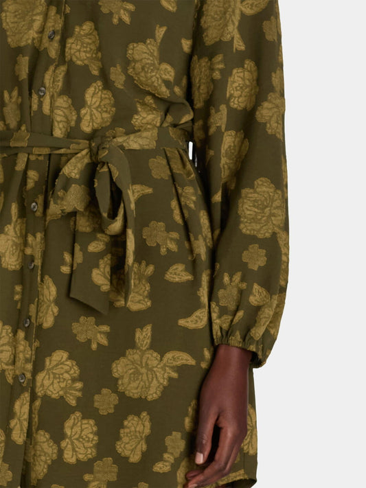 The Pioneer Woman Belted Mini Shirtdress Pullover 3/4 Sleeve Olive Size L(12-14)