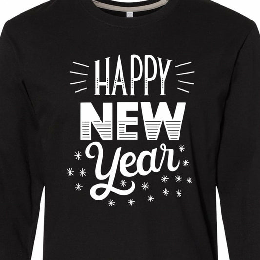 Inktastic Happy New Year in Hand Lettering Long Sleeve T-Shirt AB-Black Sz XXXL