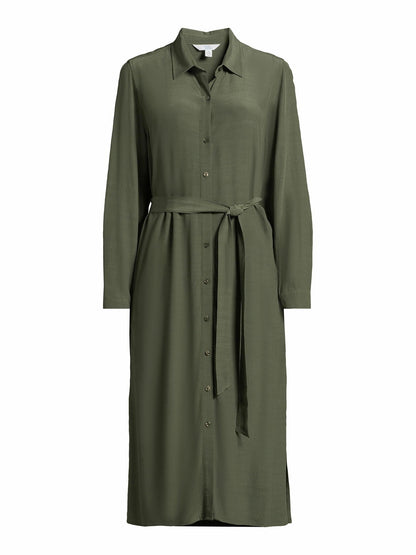 Time and Tru Womens Button Front Shirt Dress with Long Sleeves Sea Turtle Sz XL