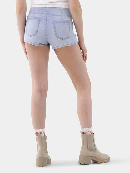 No Boundaries Pintuck Denim Shorts 3” Inseam Womens Light Enzyme Size 15