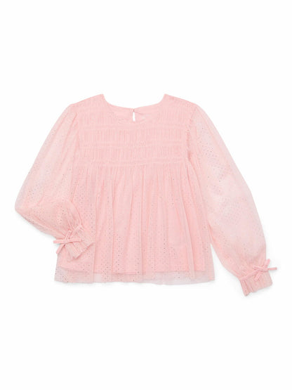 Wonder Nation Girls Smocked Tulle Top