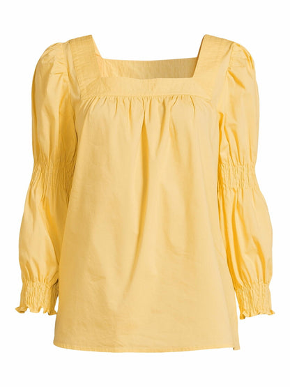 The Pioneer Woman Square Neck Top with Long Sleeves Womens Banana Cream Size XS