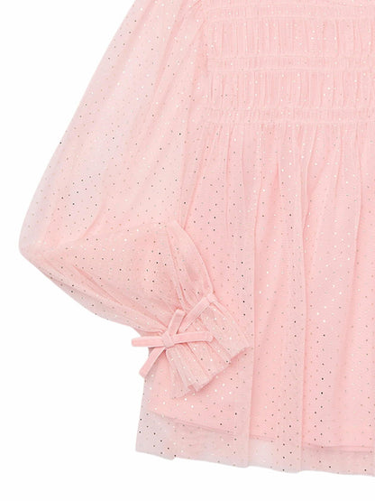 Wonder Nation Girls Smocked Tulle Top