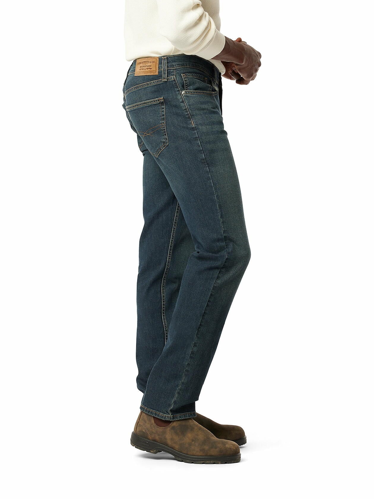 Levi Strauss Signature Mens  Straight Fit Jeans Dark Blue Size 38x30