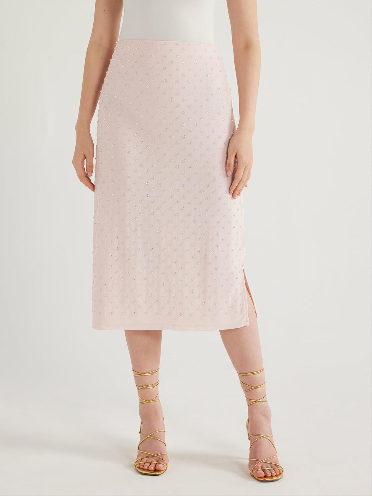 Scoop Womens Crystal Mesh Skirt Pink Bliss Size L