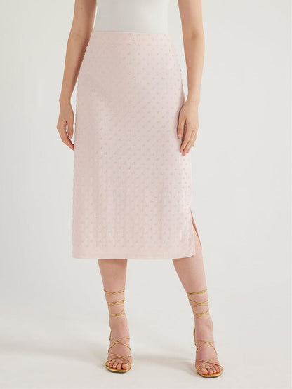 Scoop Womens Crystal Mesh Skirt Pink Bliss Size L