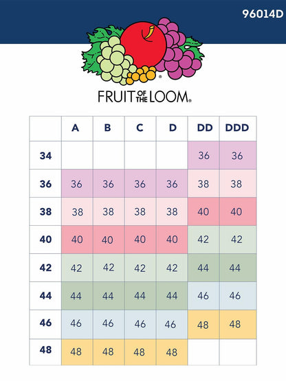 Fruit of the Loom Womens Comfort Sports Bra 3-Pack Black/White/Grey Size 38