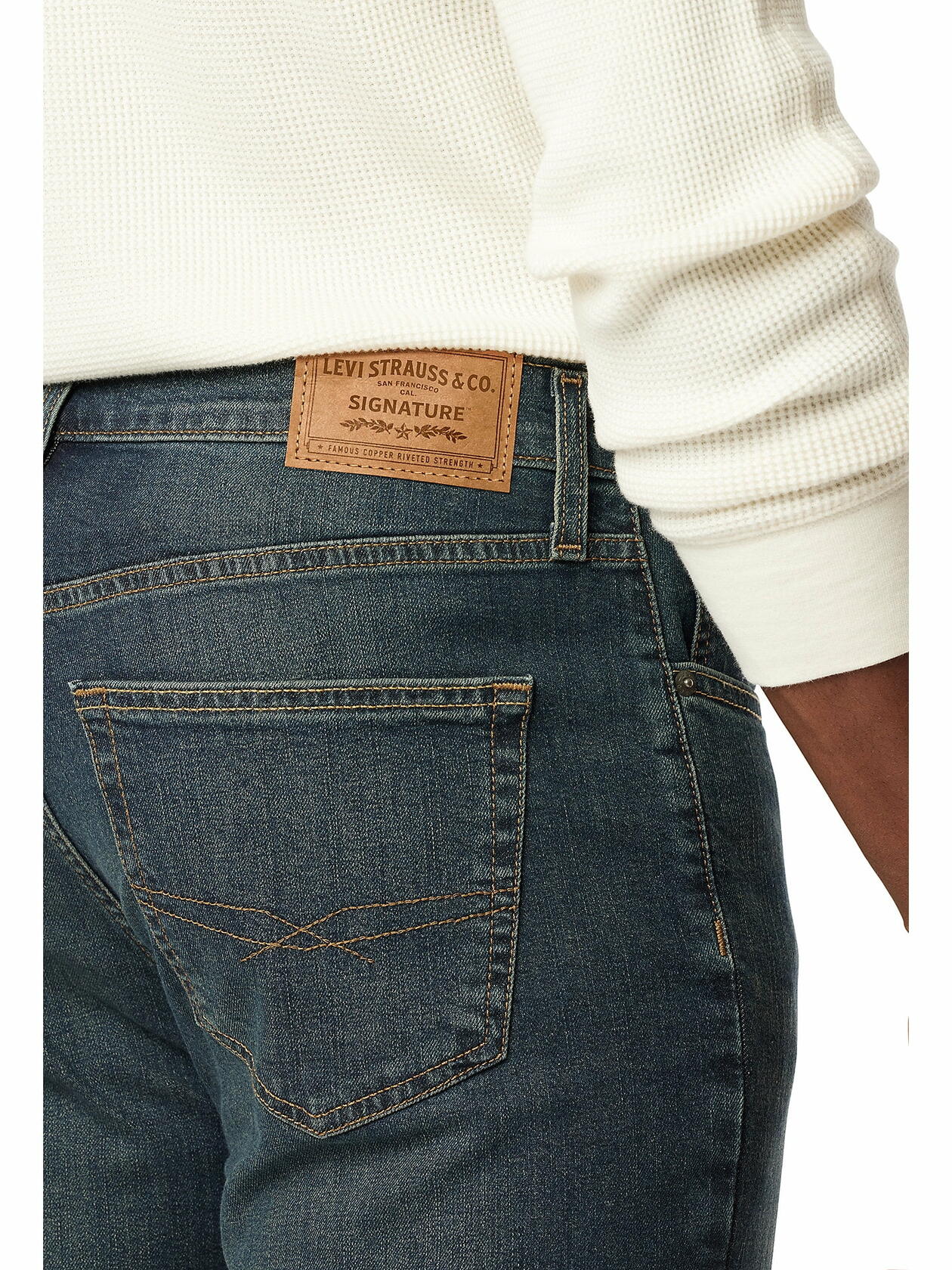 Levi Strauss Signature Mens  Straight Fit Jeans Dark Blue Size 38x30