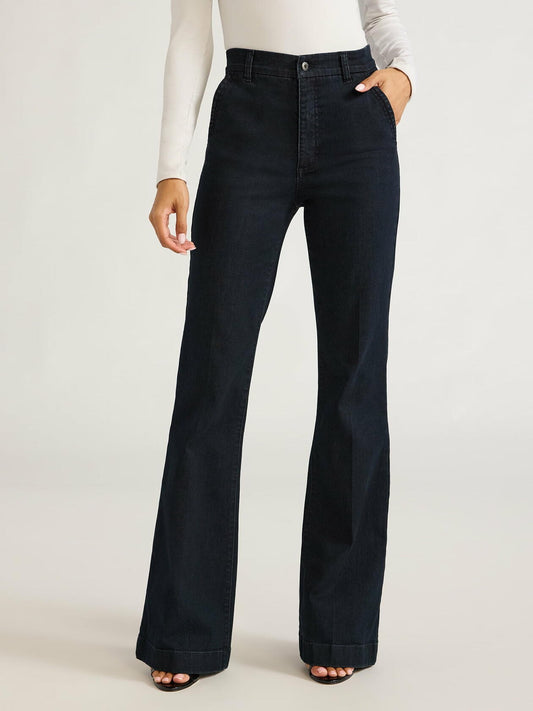 Sofia Jeans Womens Trouser Flare High Rise Crease Jeans Darkwash Size 2