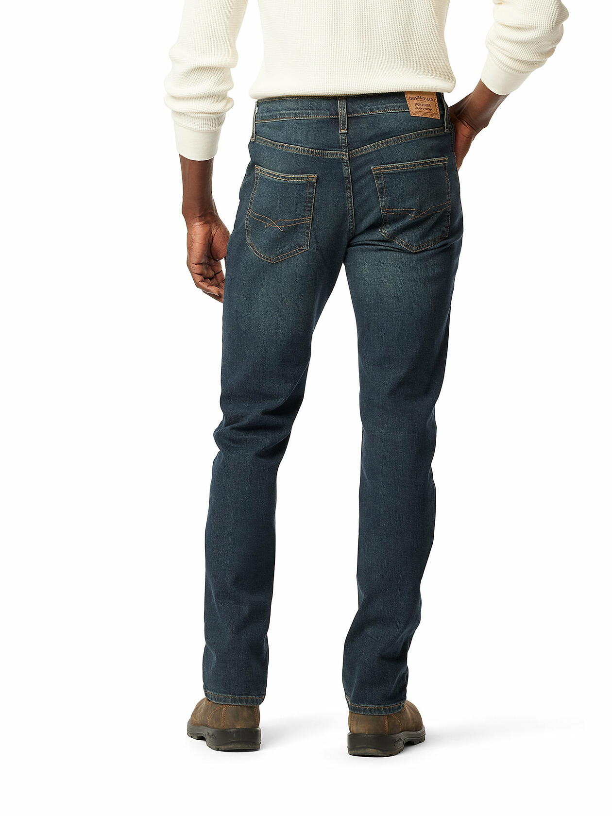 Levi Strauss Signature Mens  Straight Fit Jeans Dark Blue Size 38x30