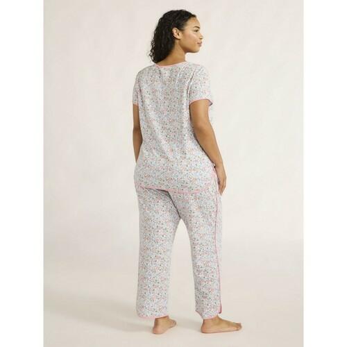 Joyspun Womens Sleep Tee and Pants Pajama Set 2-Piece