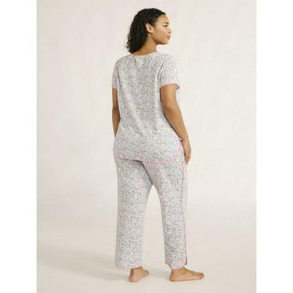 Joyspun Womens Sleep Tee and Pants Pajama Set 2-Piece